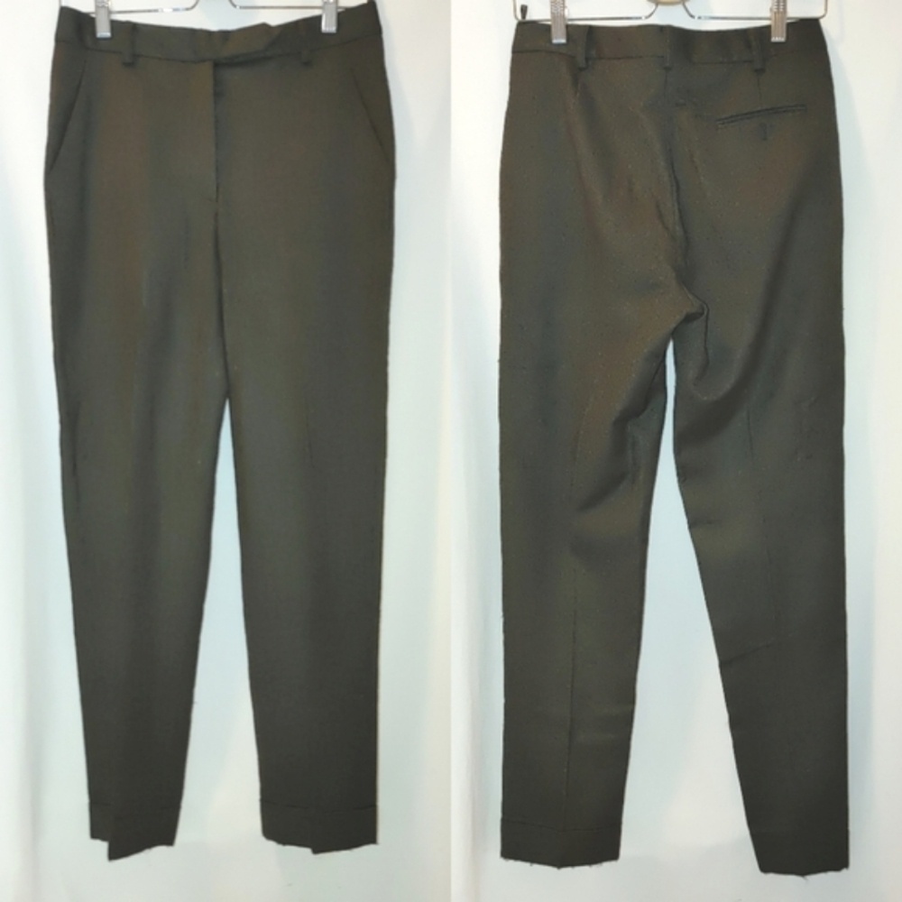 Salvatore Ferragamo Wool‎ Cashmere Tapered Cuffed Ankle Trouser Pants Brown  2 4